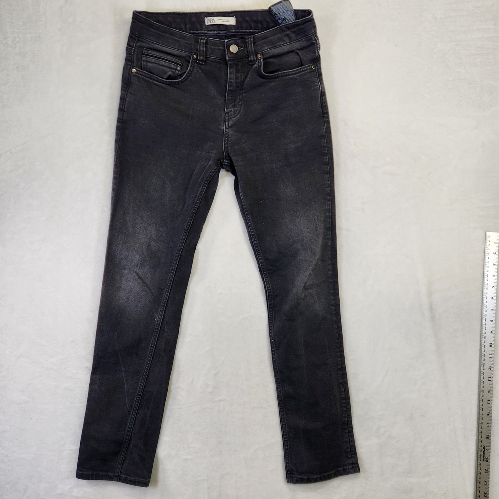 Zara Man Slim Fit Faded Black Denim Jeans Size 31 Stretch Casual Pants